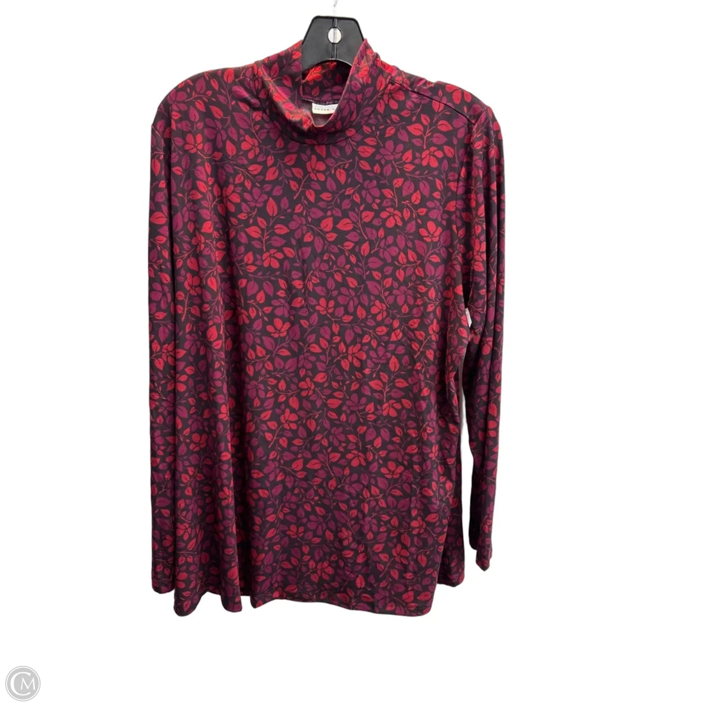 Top Long Sleeve Basic By Susan Graver In Floral Print, Size: 1x