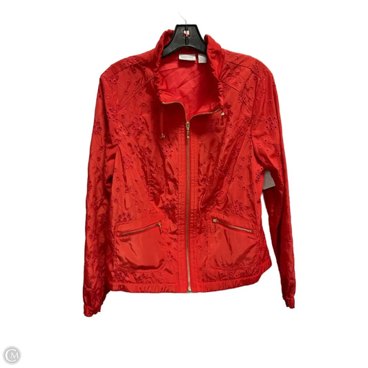 Jacket Denim By Chicos In Red, Size: L