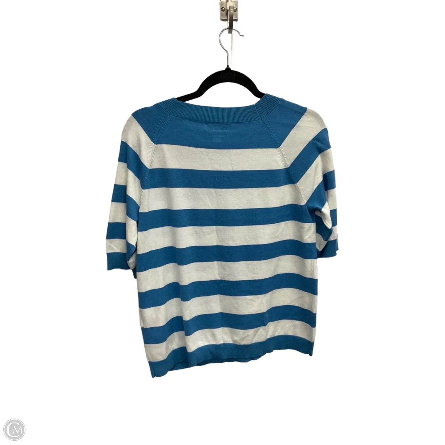 Sweater Short Sleeve By Calvin Klein In Striped Pattern, Size: S