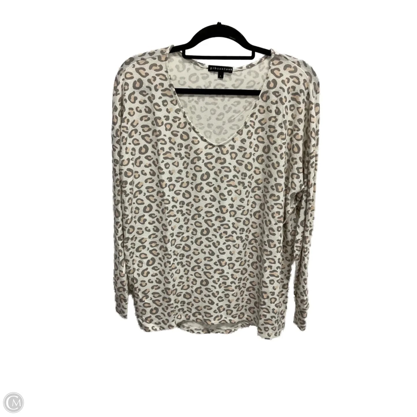 Top Long Sleeve By Gibson In Leopard Print, Size: L