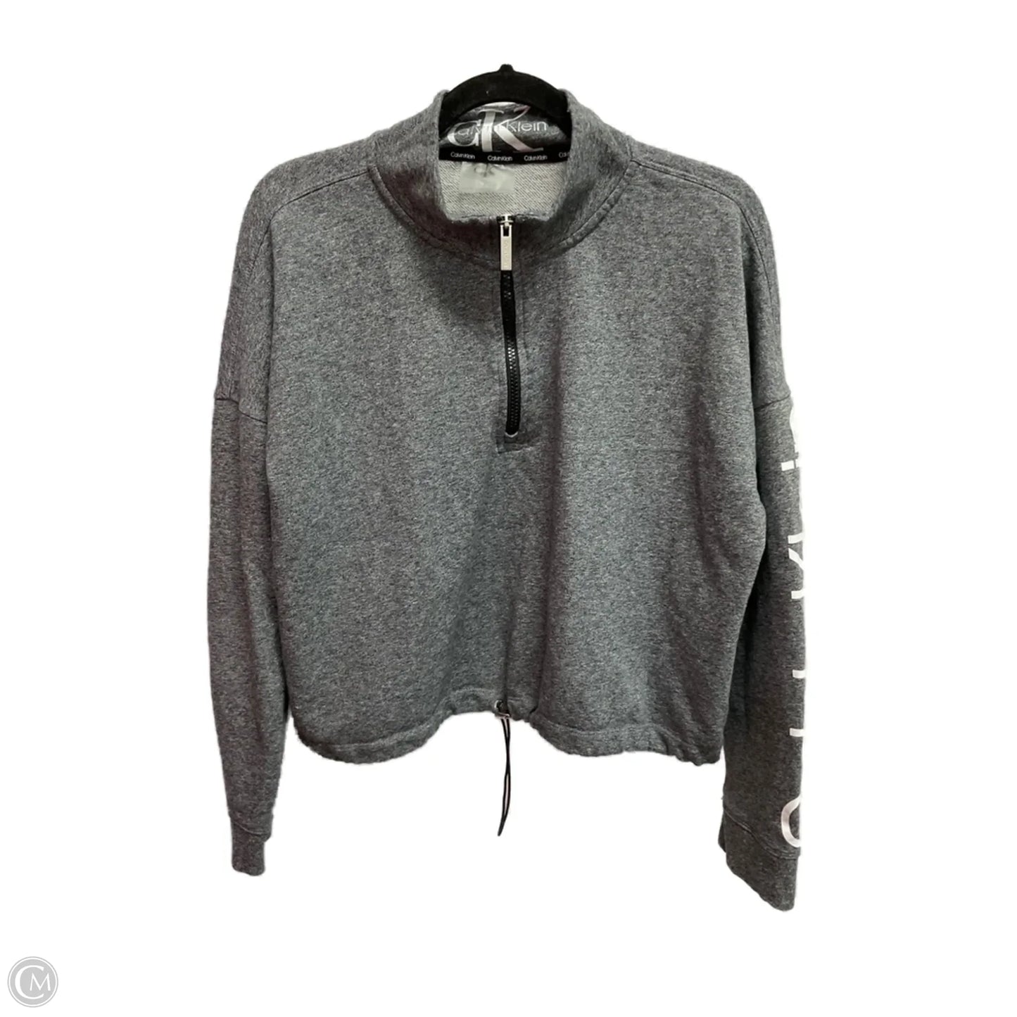 Athletic Top Long Sleeve Crewneck By Calvin Klein In Grey, Size: Xxl