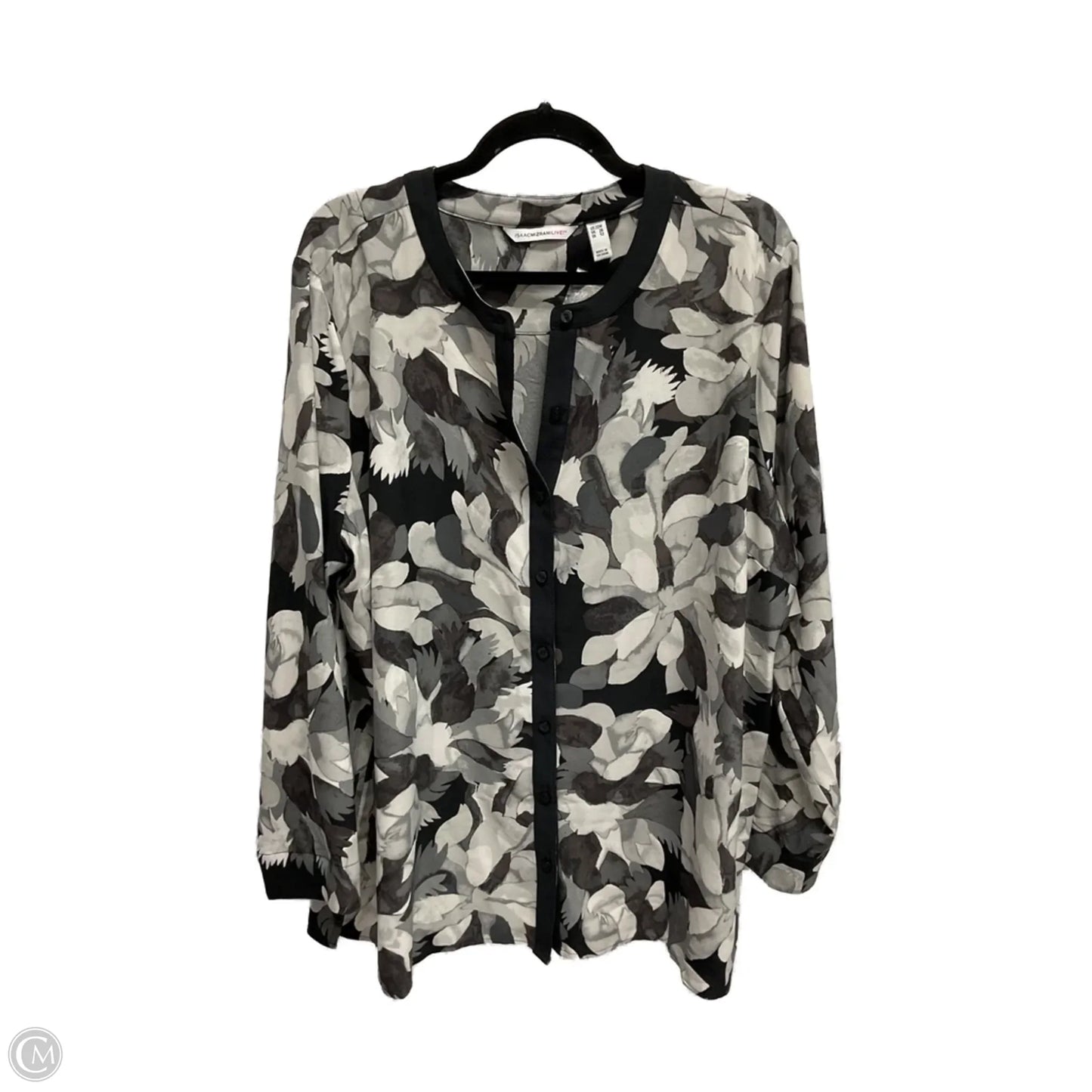 Blouse Long Sleeve By Isaac Mizrahi Live Qvc In Grey, Size: 2x