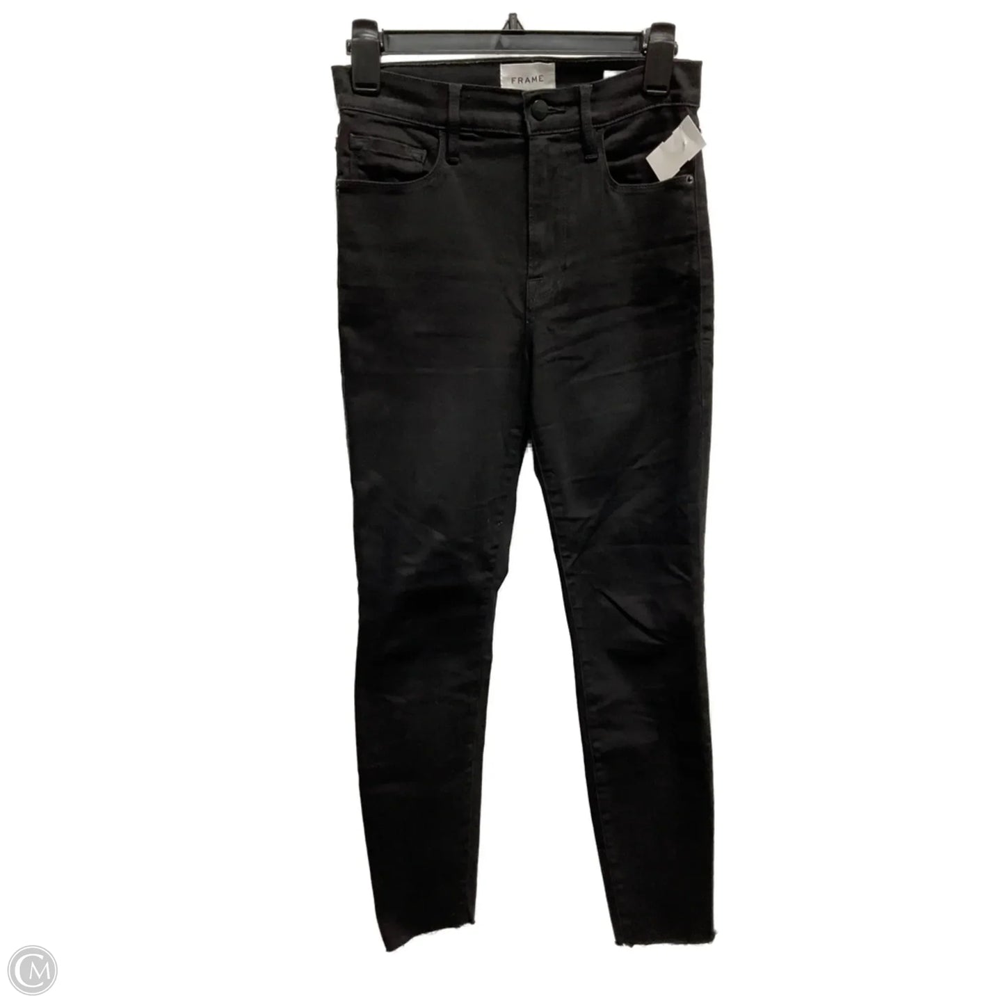 Jeans Skinny By Frame In Black Denim, Size: 4