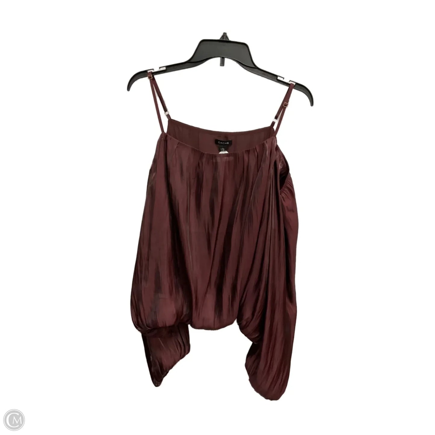 Blouse Long Sleeve By Cache In Maroon, Size: L