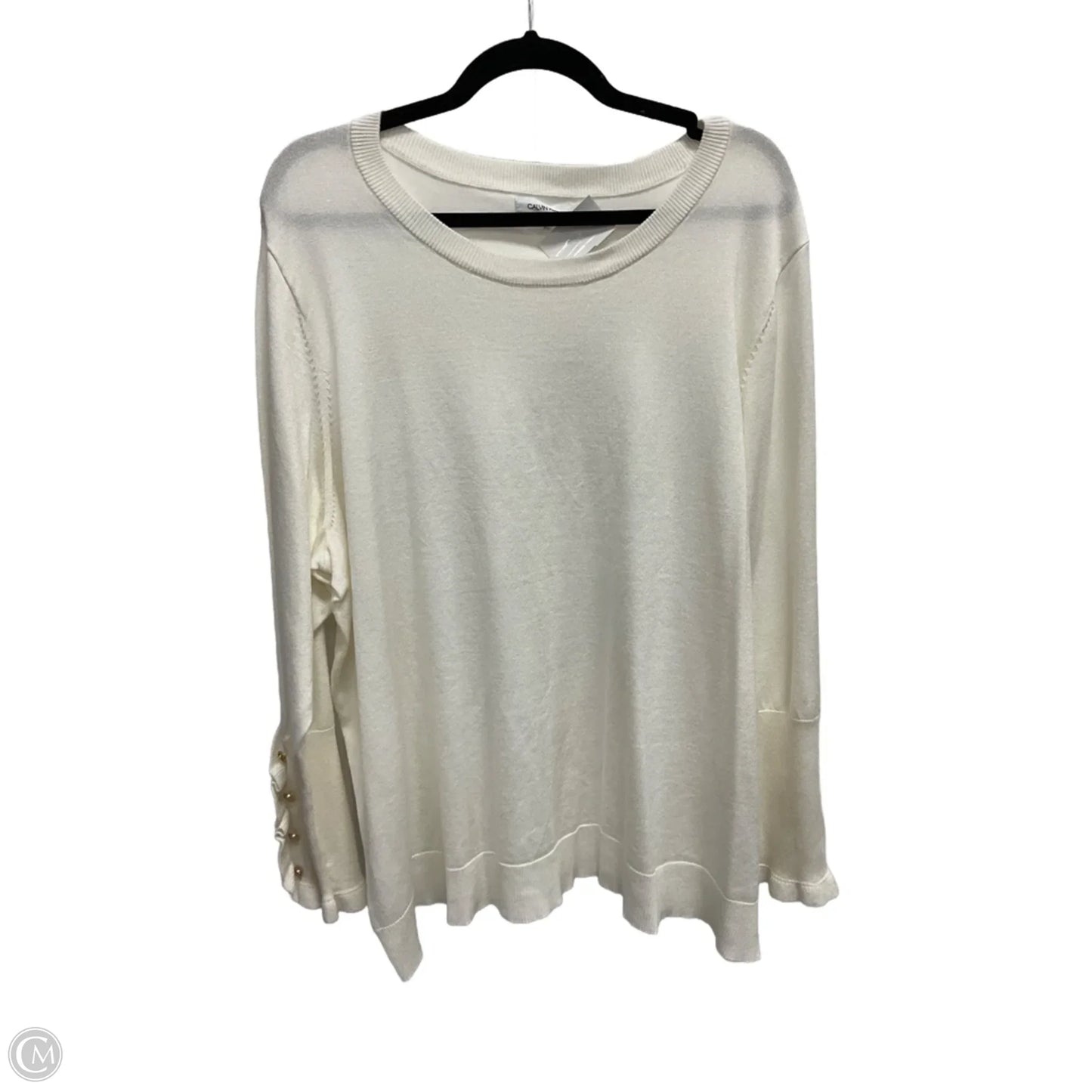 Sweater By Calvin Klein In White, Size: 2x