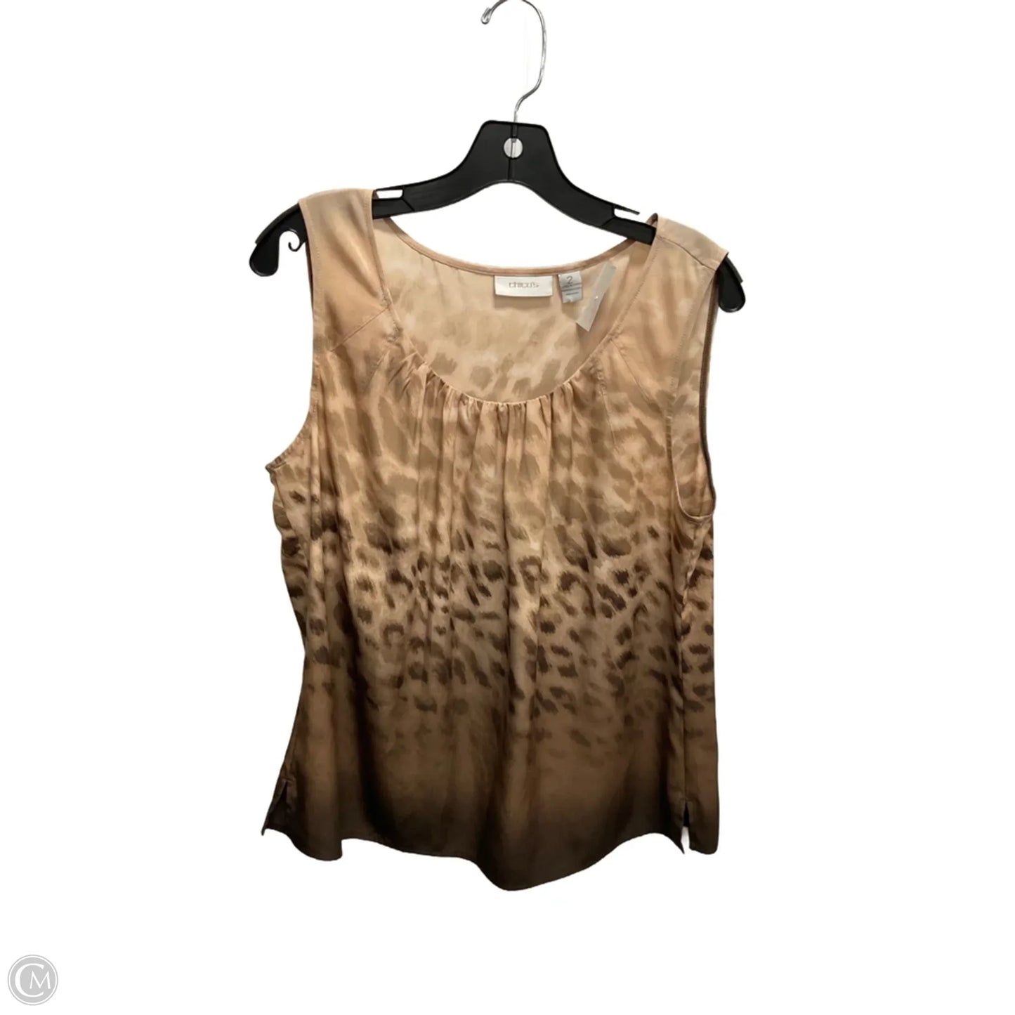 Top Sleeveless By Chicos In Leopard Print, Size: L