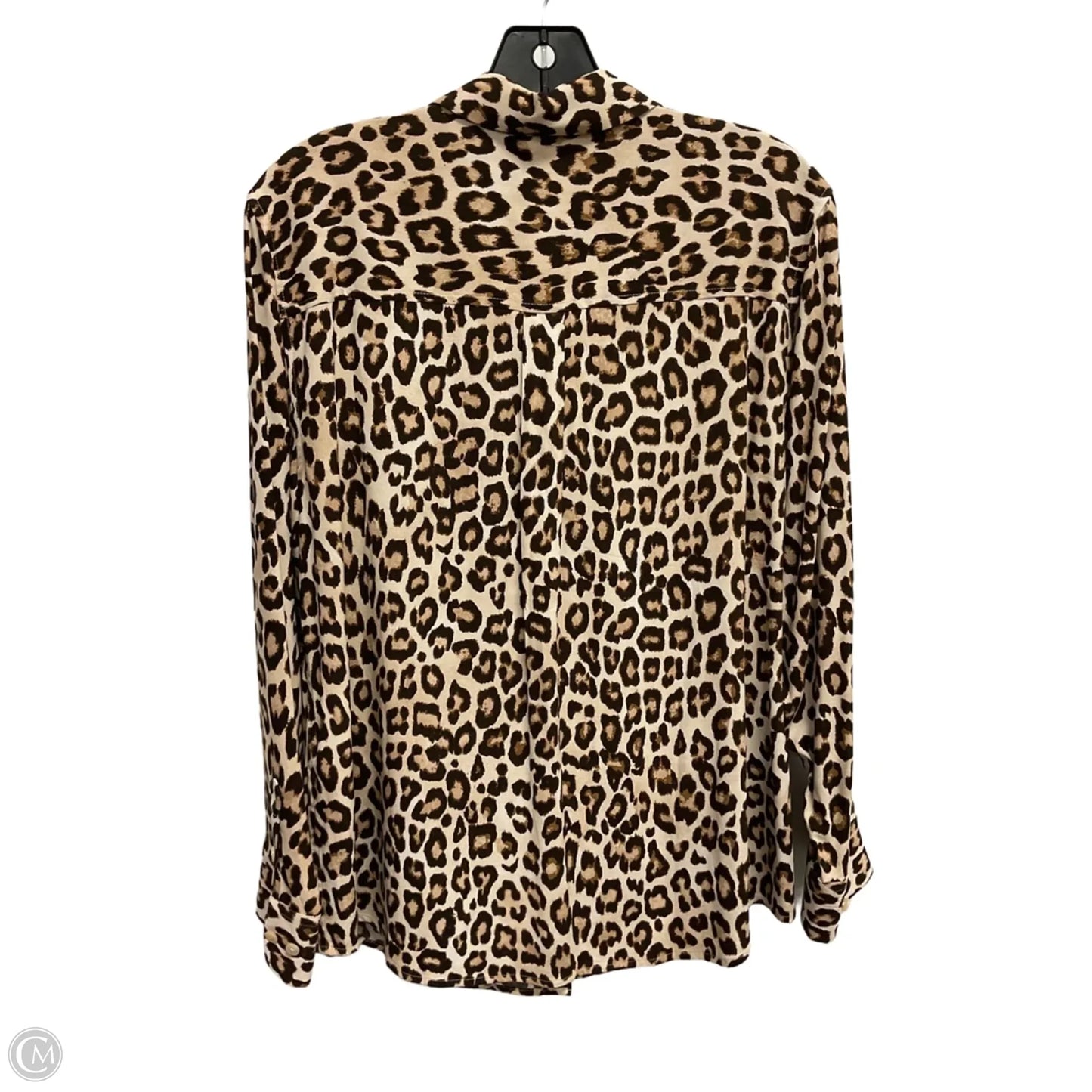 Blouse Long Sleeve By Chicos In Leopard Print, Size: Lp