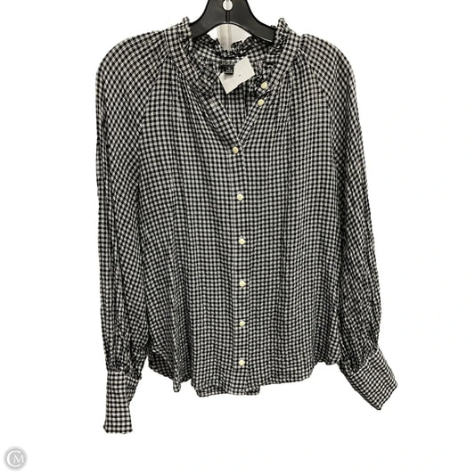 Blouse Long Sleeve By J. Crew In Checkered Pattern, Size: M