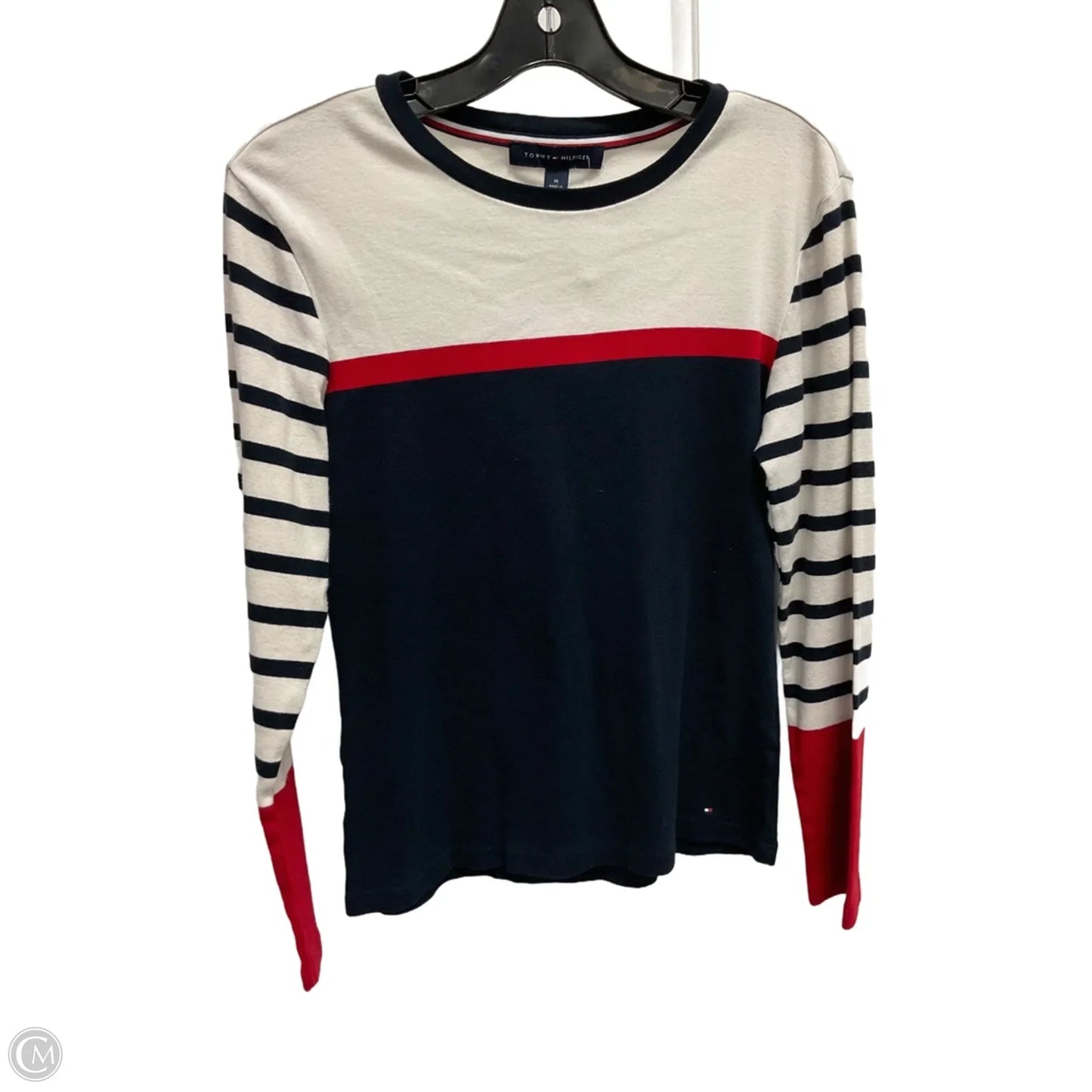 Top Long Sleeve Basic By Tommy Hilfiger In Striped Pattern, Size: M
