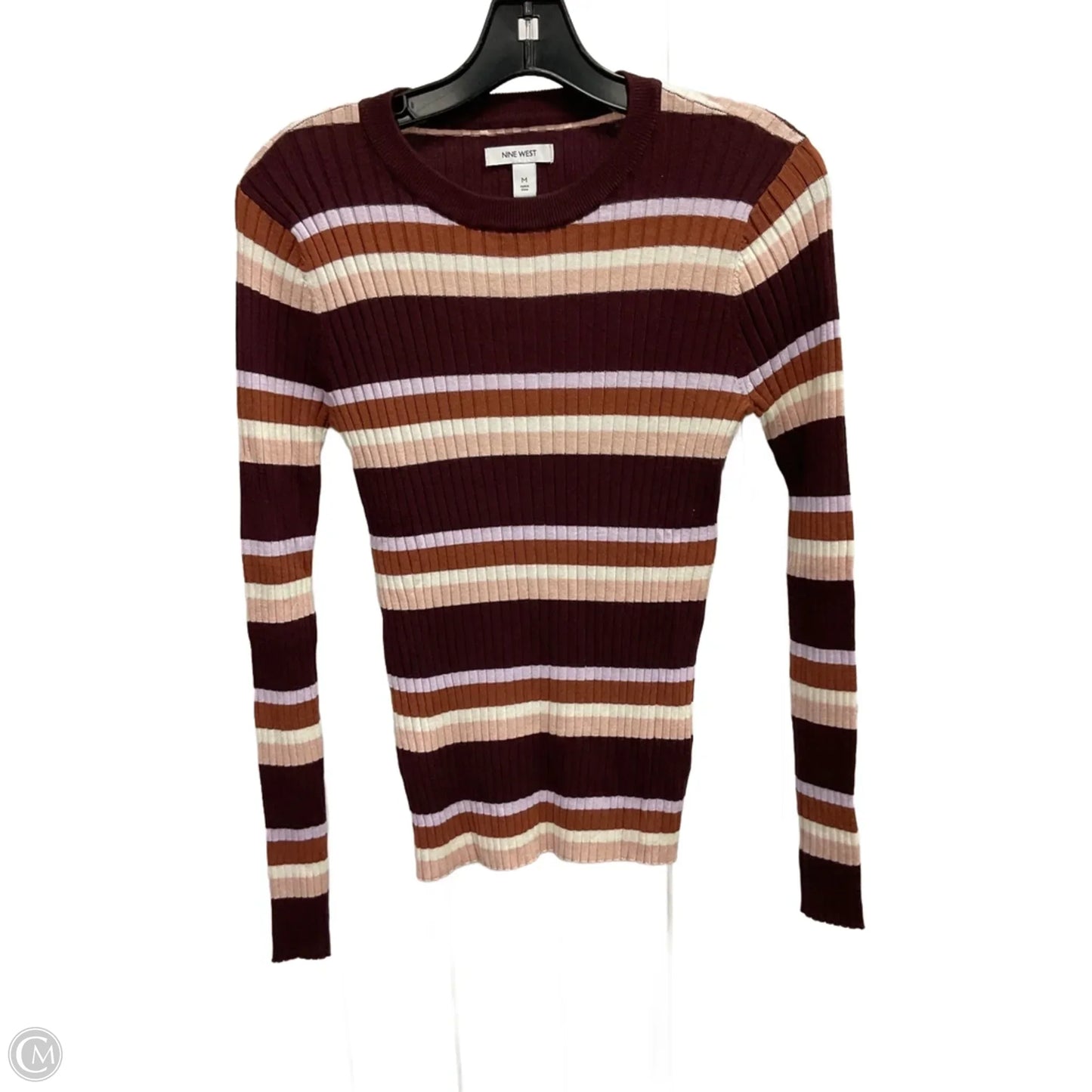 Top Long Sleeve By Nine West In Striped Pattern, Size: M