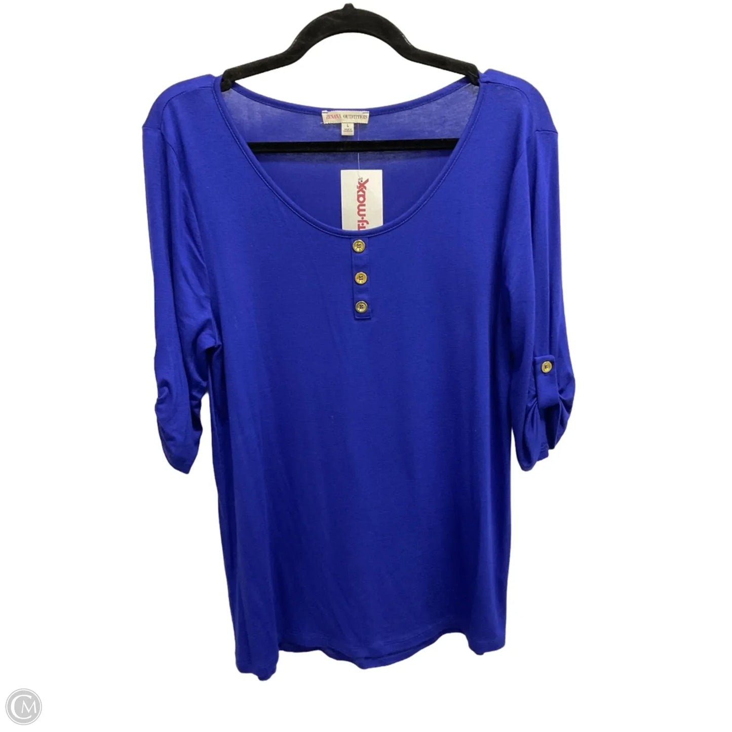 Top 3/4 Sleeve Basic By Zenana Outfitters In Blue, Size: L