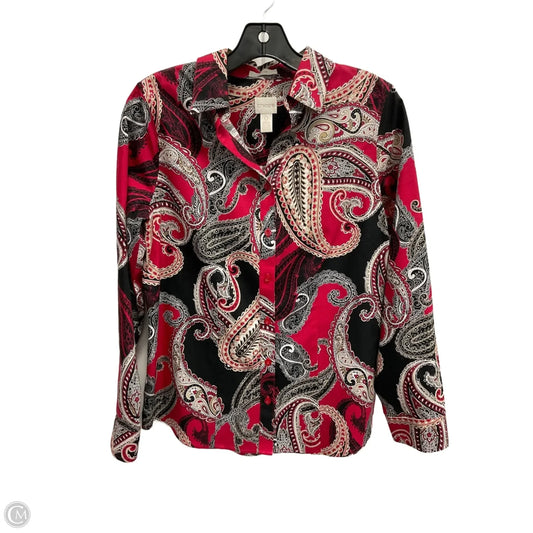 Blouse Long Sleeve By Chicos In Paisley Print, Size: S