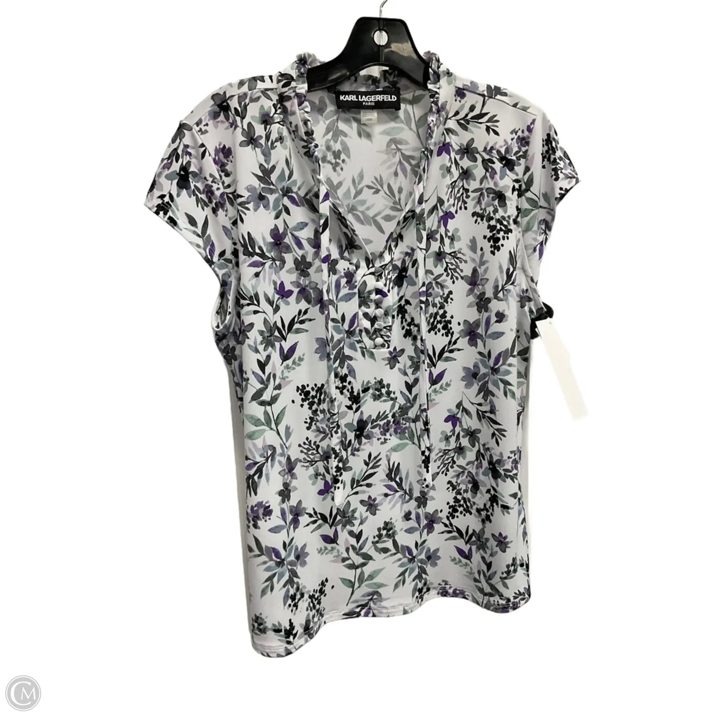 Top Sleeveless Designer By Karl Lagerfeld In Floral Print, Size: L