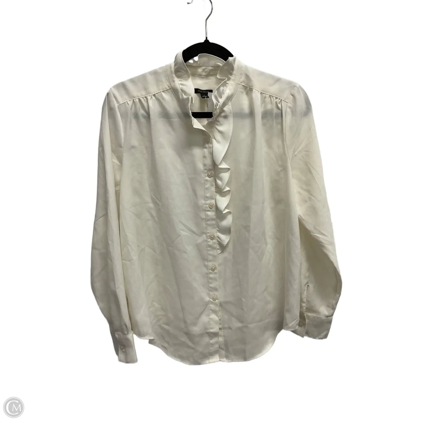 Blouse Long Sleeve By Ann Taylor In Cream, Size: S