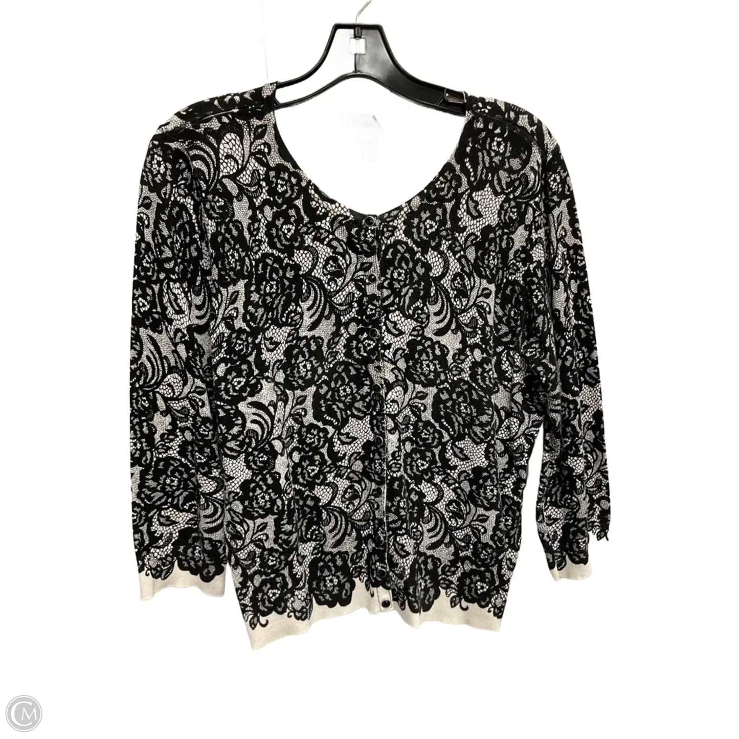 Cardigan By White House Black Market In Black & White, Size: L