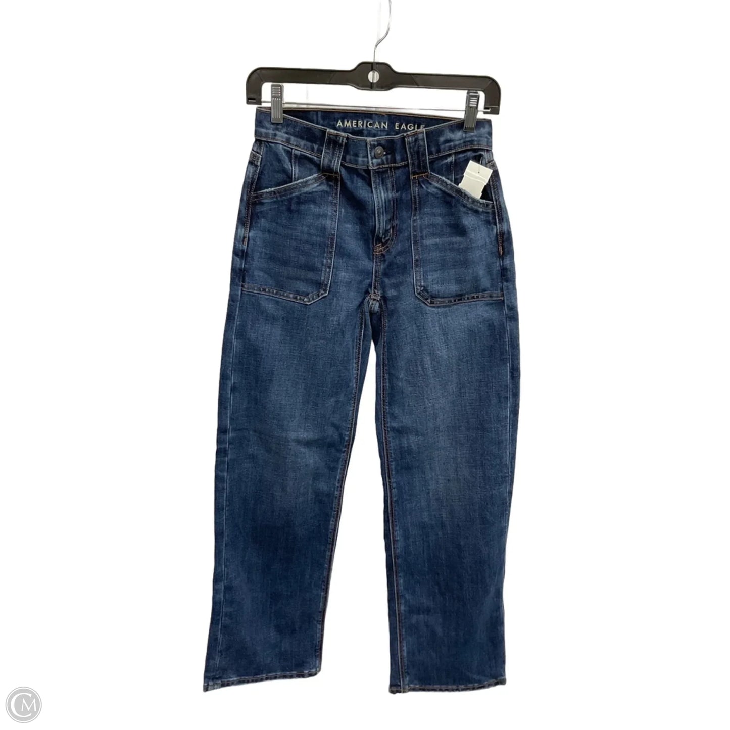 Jeans Straight By American Eagle In Blue Denim, Size: 0p