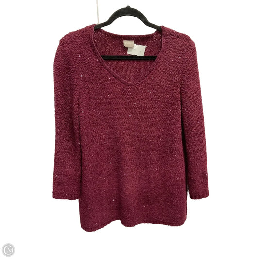Sweater By Chicos In Maroon, Size: M