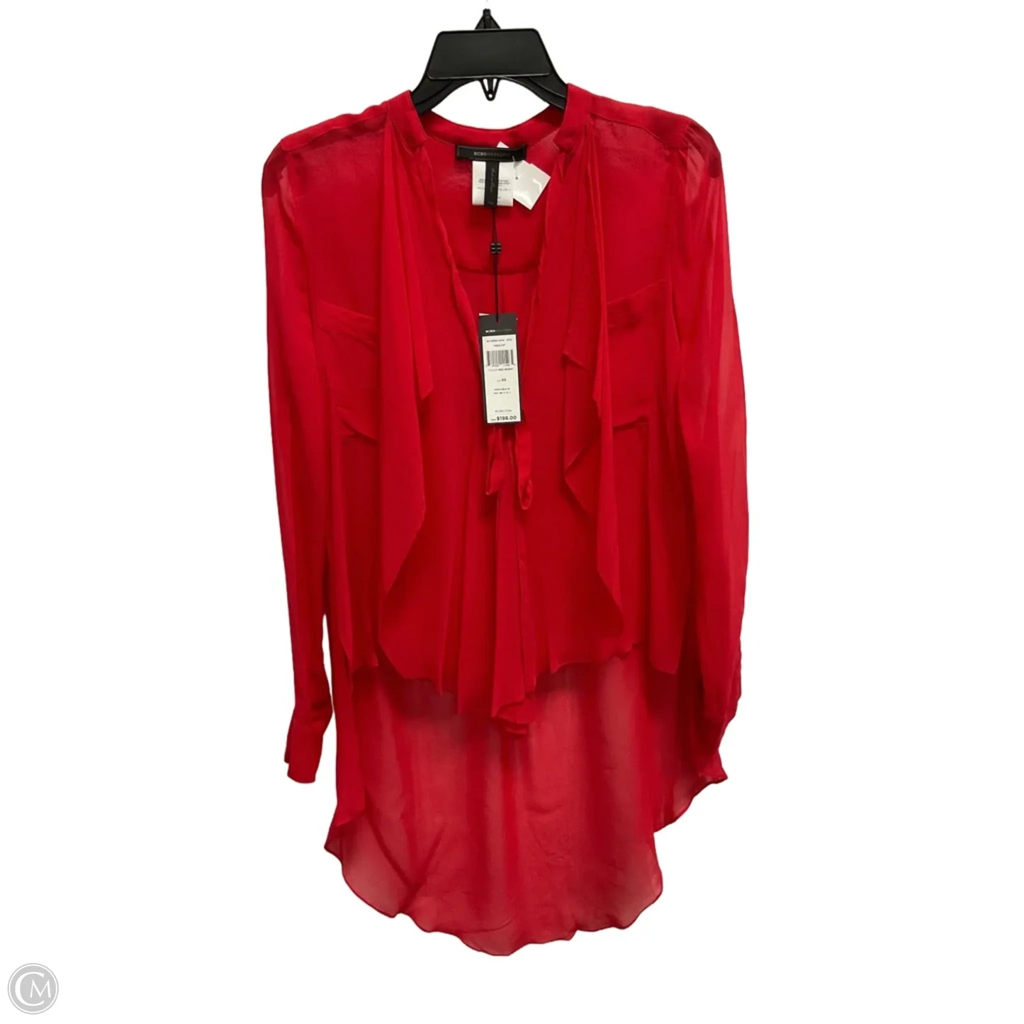 Blouse Long Sleeve By Bcbg In Red, Size: Xs