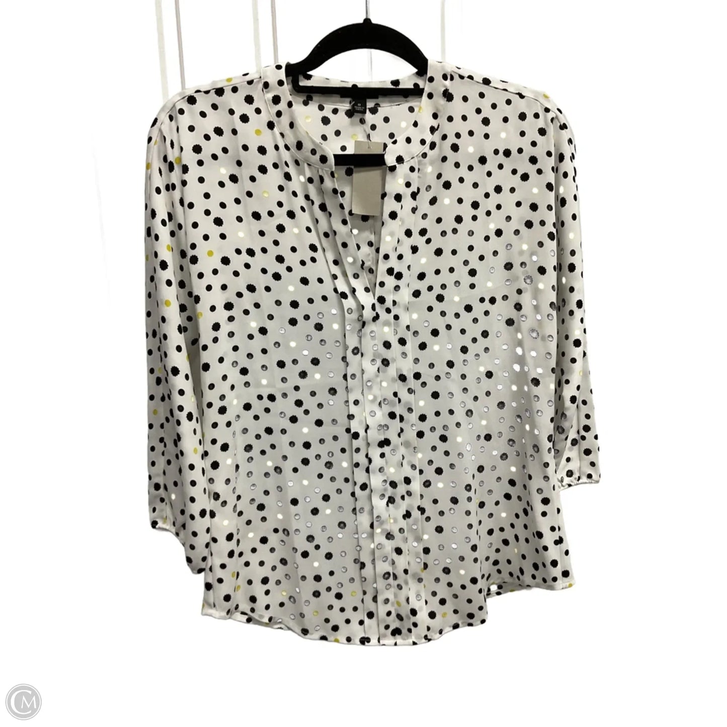 Blouse 3/4 Sleeve By Ann Taylor In Polkadot Pattern, Size: Xs