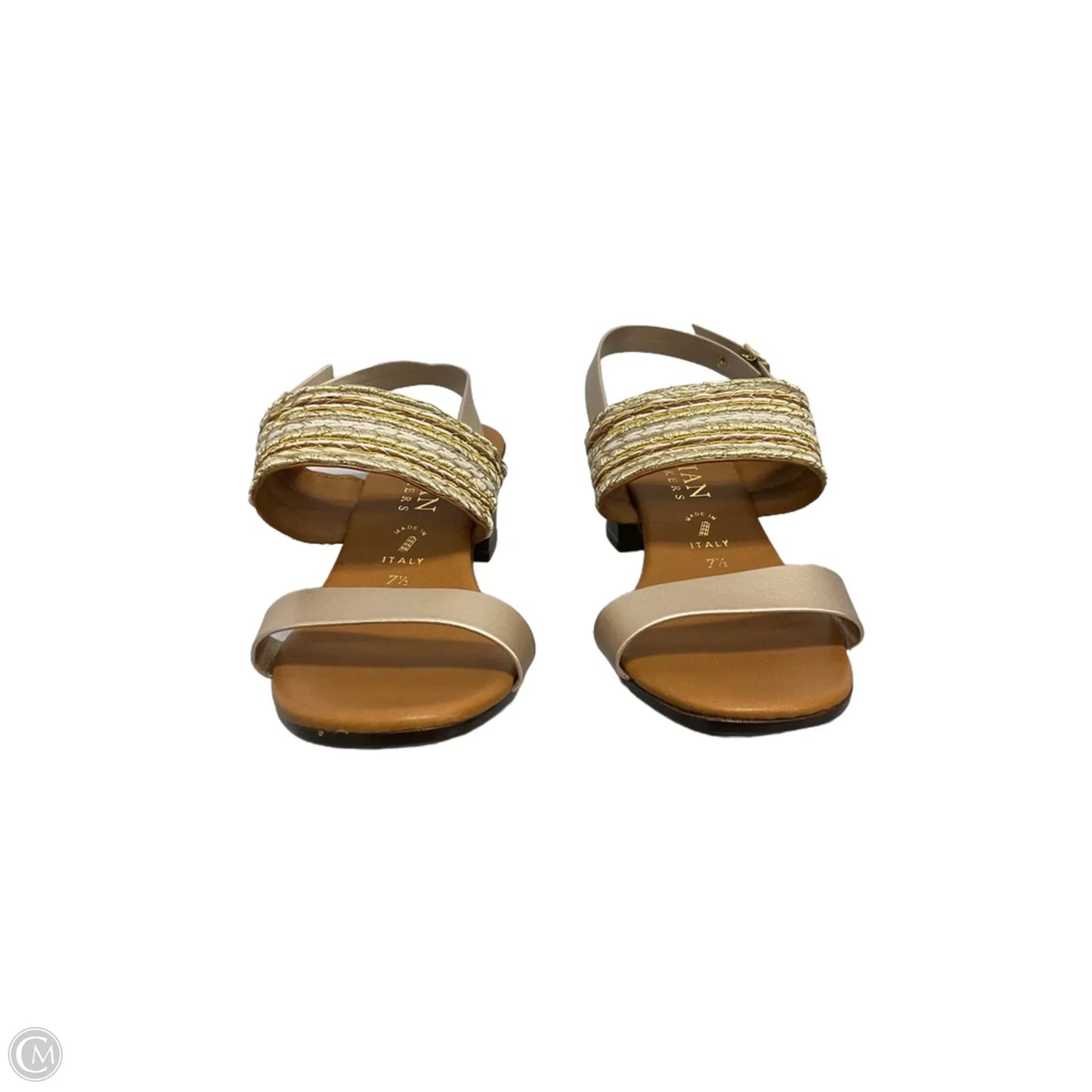 Sandals Heels Block By Italian Shoemakers In Gold, Size: 7.5