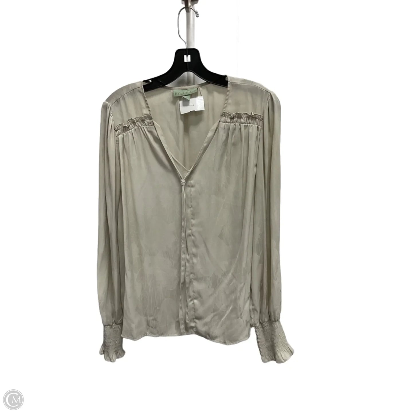 Blouse Long Sleeve By Ryegrass In Grey, Size: L