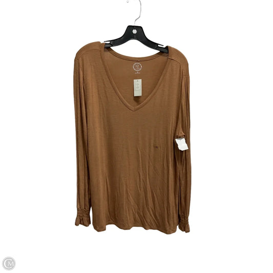 Top Long Sleeve Basic By Maurices In Brown, Size: Xl
