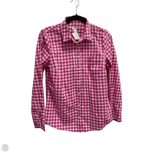 Blouse Long Sleeve By J. Crew In Checkered Pattern, Size: M
