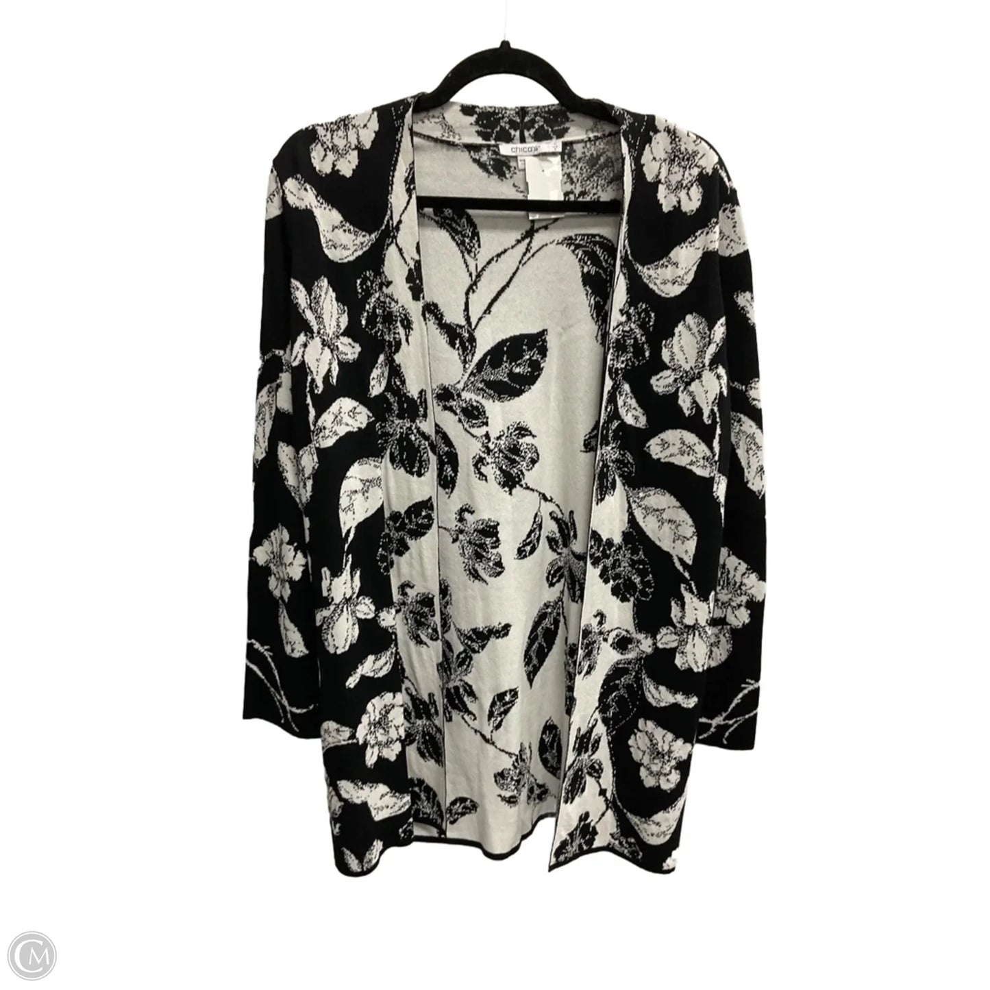 Cardigan By Chicos In Black & White, Size: S