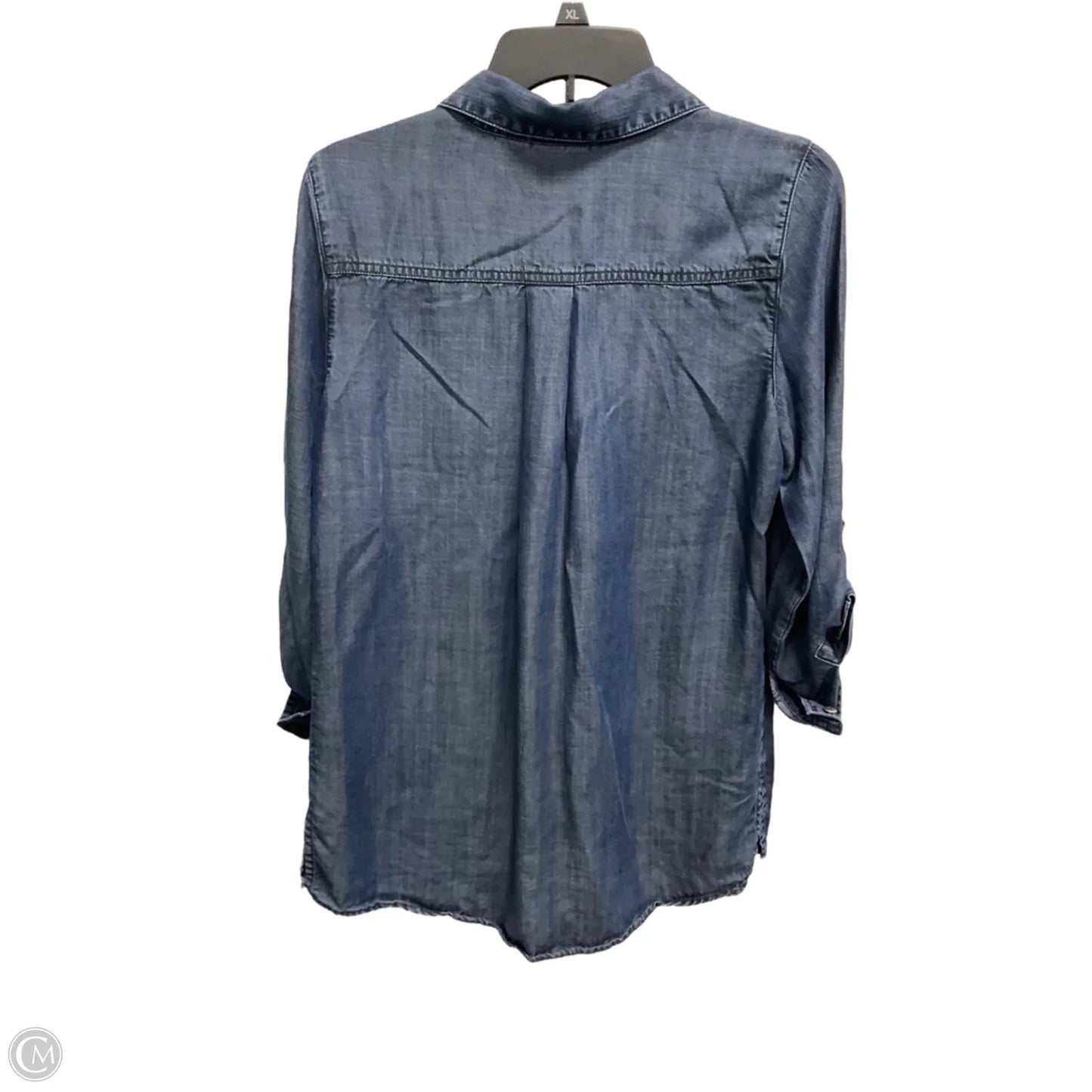 Blouse Long Sleeve By Chicos In Blue Denim, Size: S