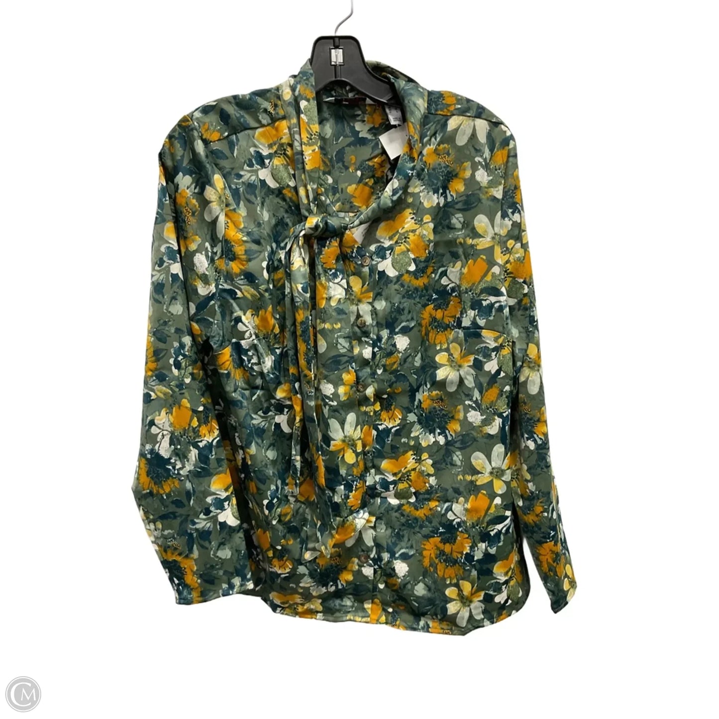 Blouse Long Sleeve By D&co. In Floral Print, Size: M
