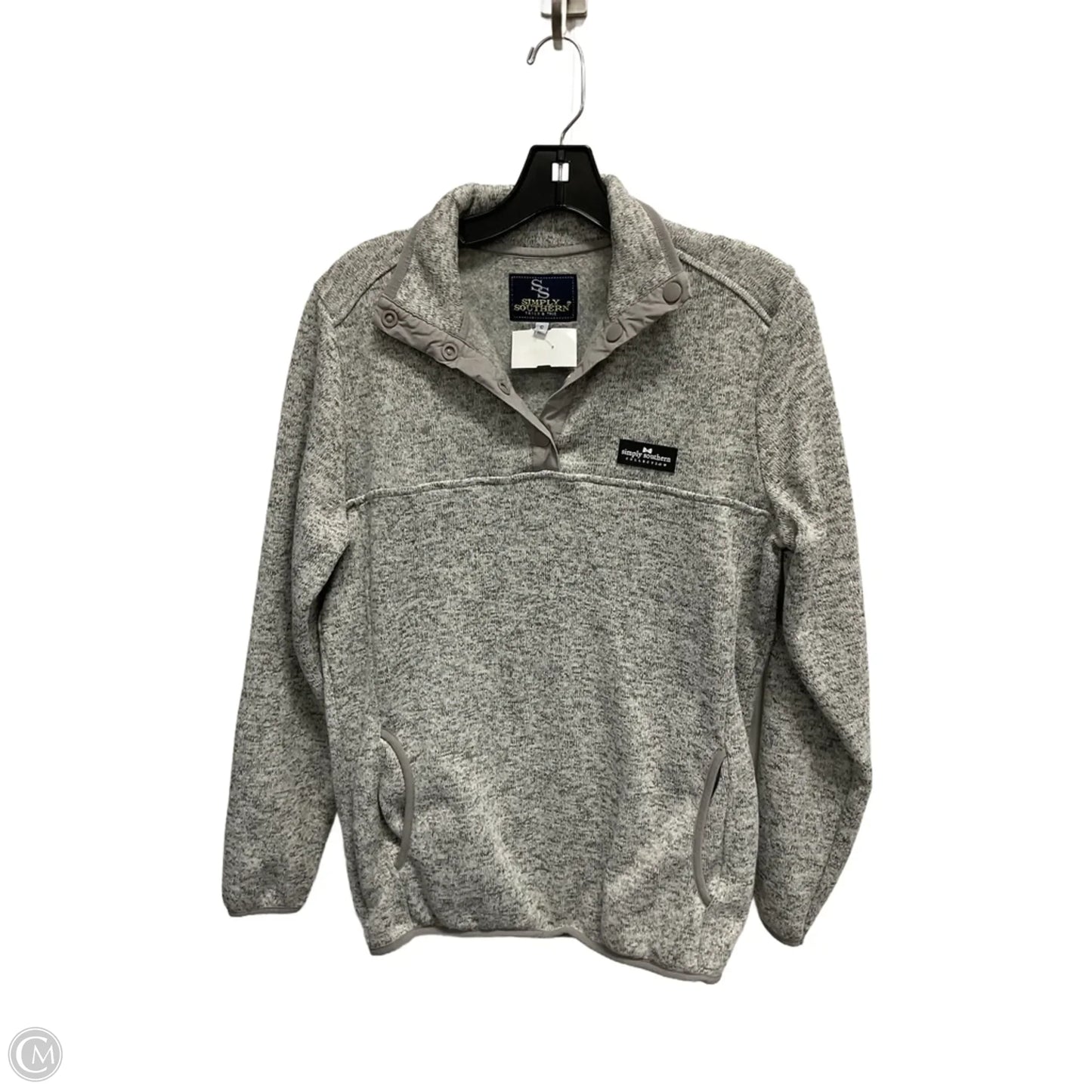 Sweatshirt Collar By Simply Southern In Grey, Size: S