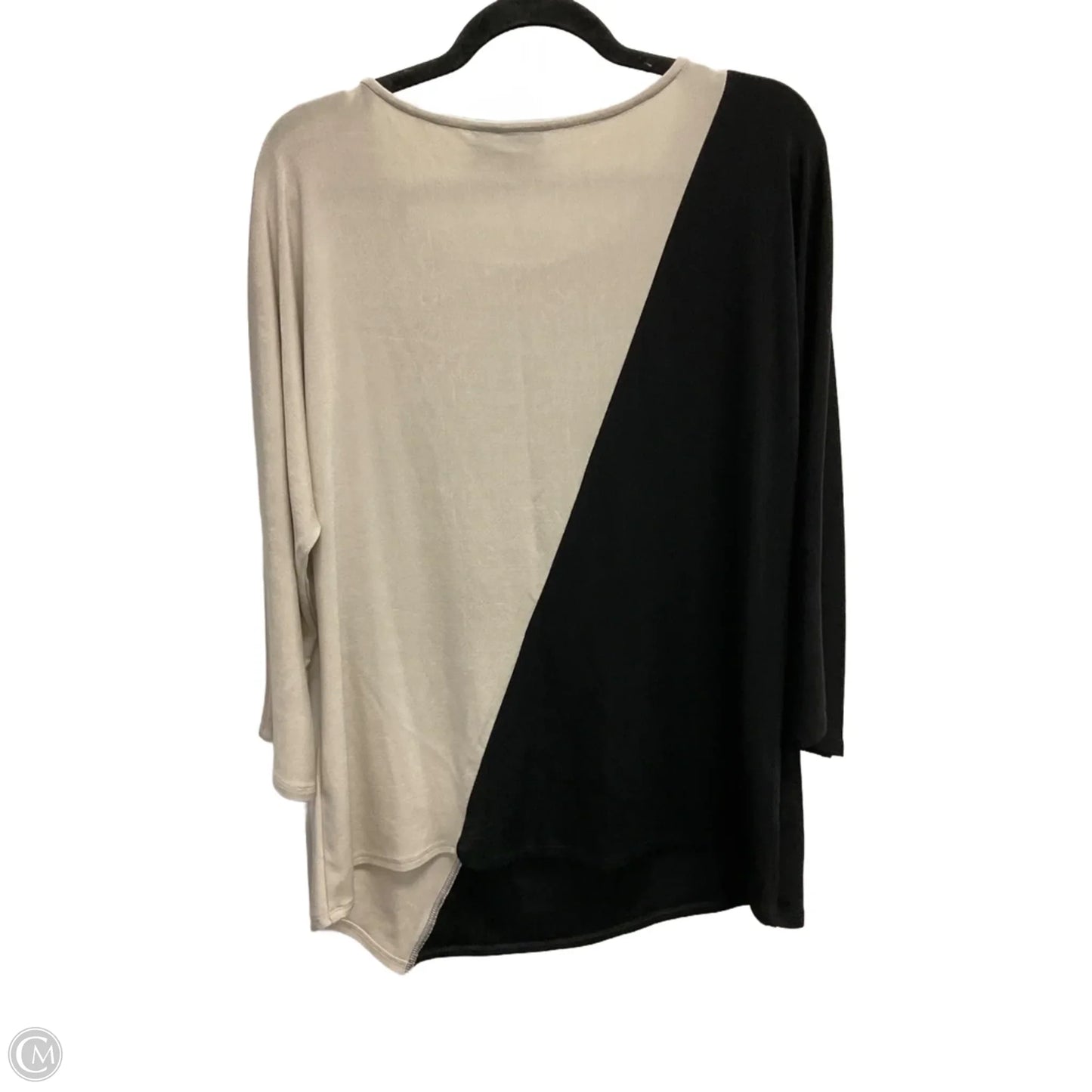 Top 3/4 Sleeve By Chicos In Black & Tan, Size: L