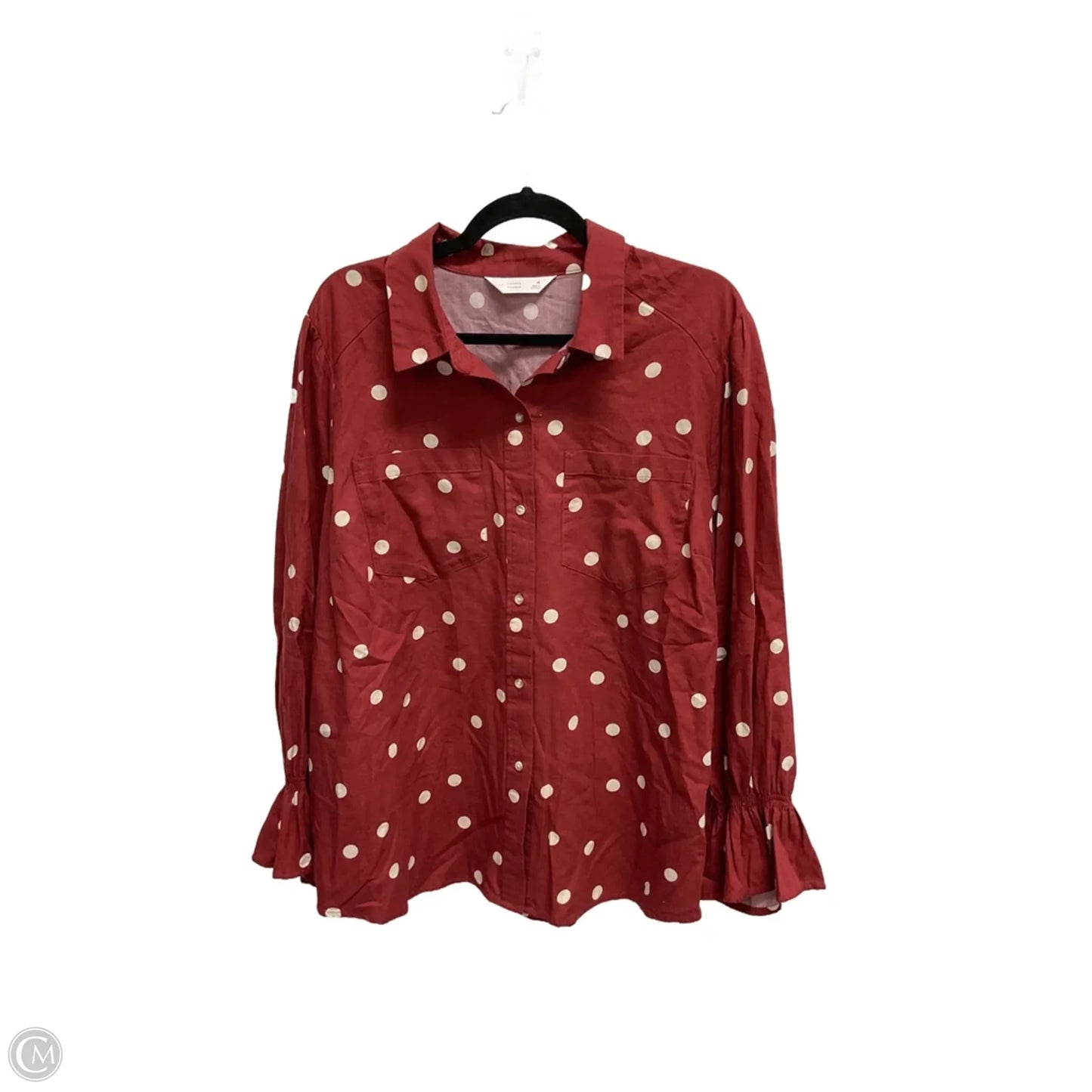 Top Long Sleeve By Lc Lauren Conrad In Polkadot Pattern, Size: 1x
