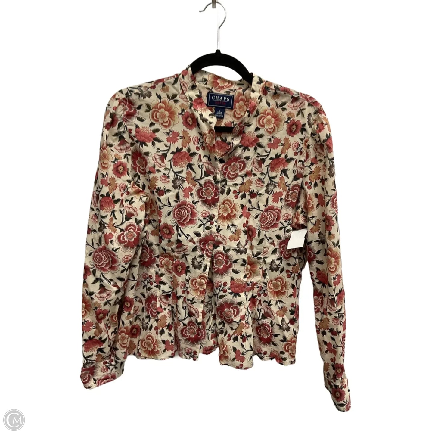Blouse Long Sleeve By Chaps In Floral Print, Size: L