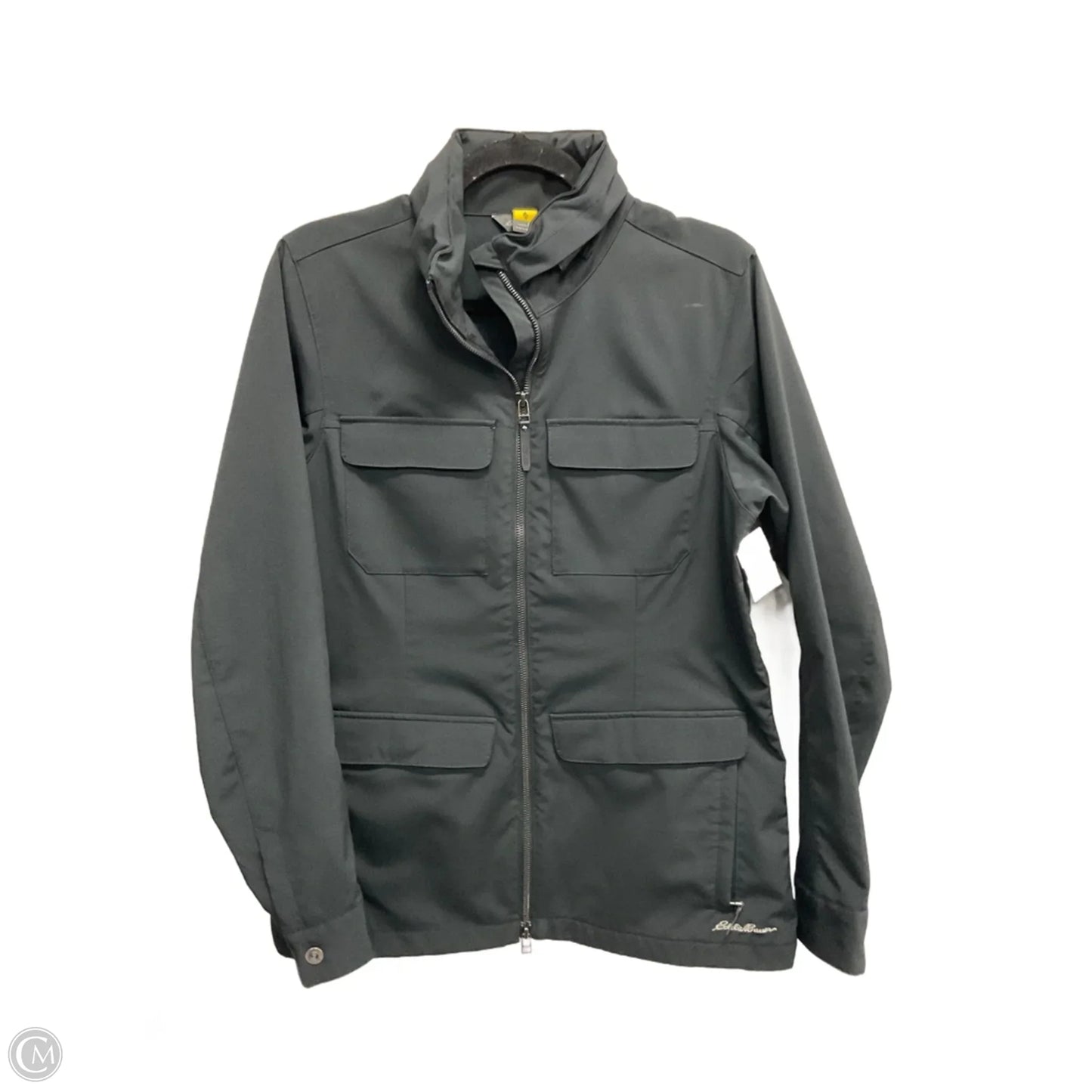 Jacket Windbreaker By Eddie Bauer In Black, Size: M