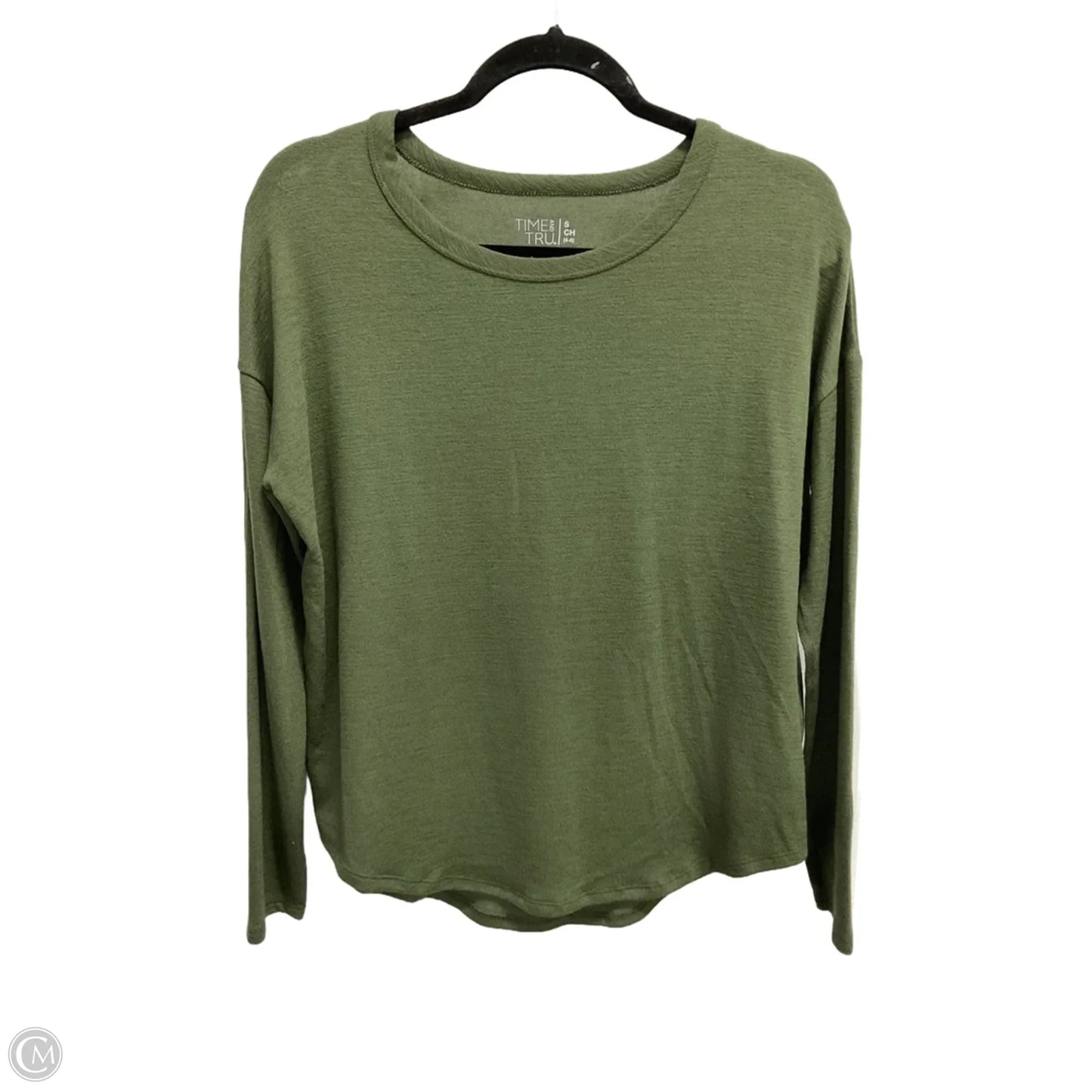 Top Long Sleeve Basic By Time And Tru In Green, Size: S