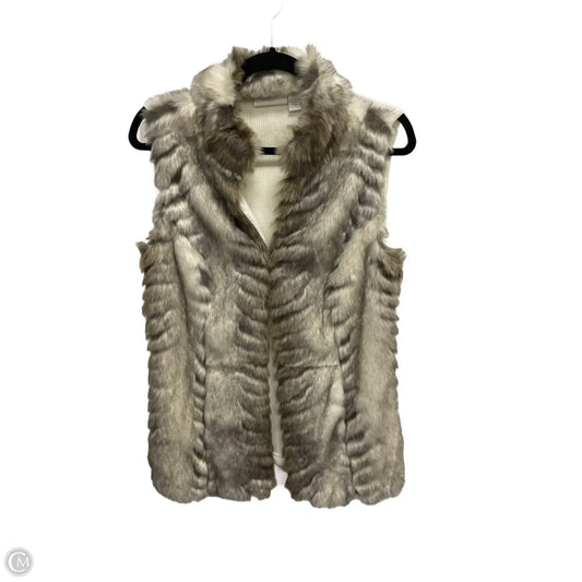 Vest Faux Fur & Sherpa By Chicos In Beige, Size: S