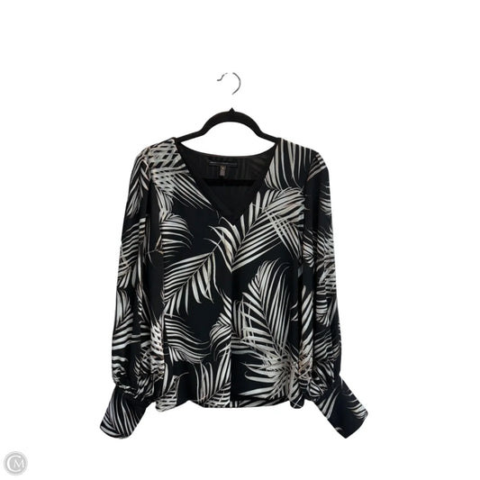 Blouse Long Sleeve By White House Black Market In Black & Tan, Size: M