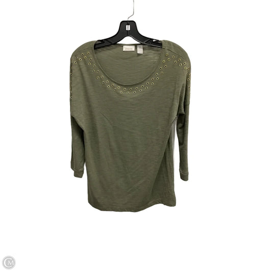 Top 3/4 Sleeve By Chicos In Green, Size: S