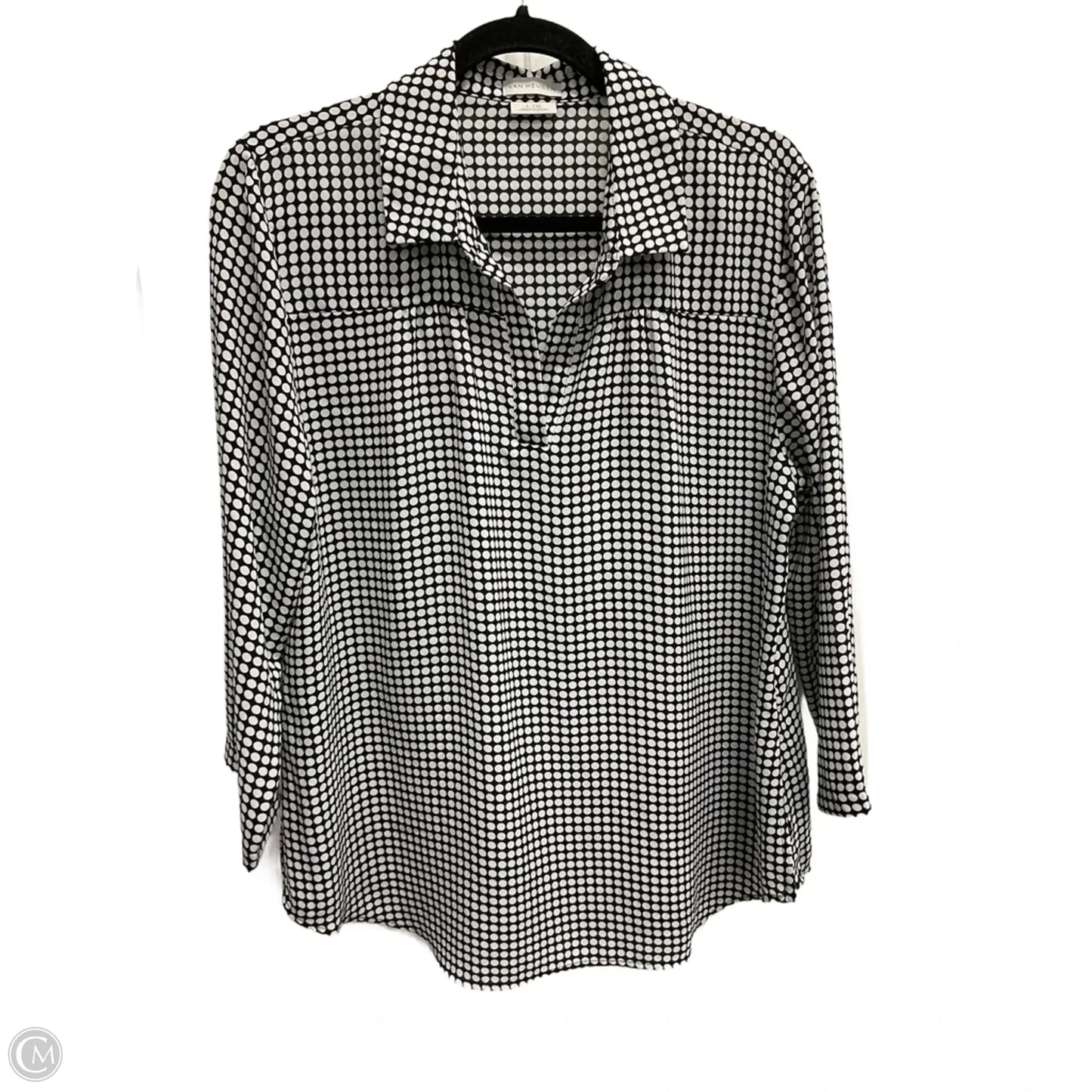 Blouse Long Sleeve By Van Heusen In Polkadot Pattern, Size: L