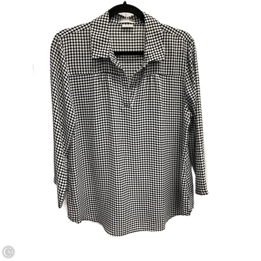 Blouse Long Sleeve By Van Heusen In Polkadot Pattern, Size: L