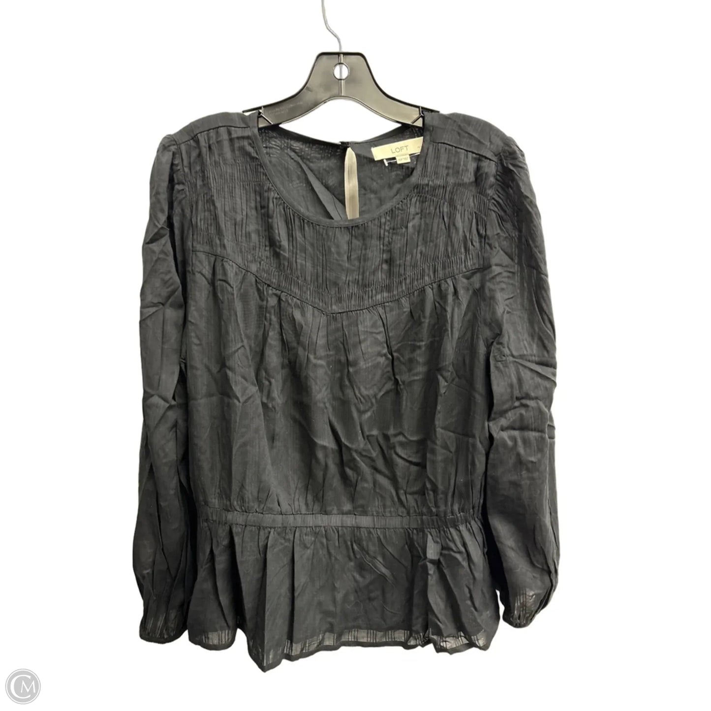 Blouse Long Sleeve By Loft In Black, Size: Xlp