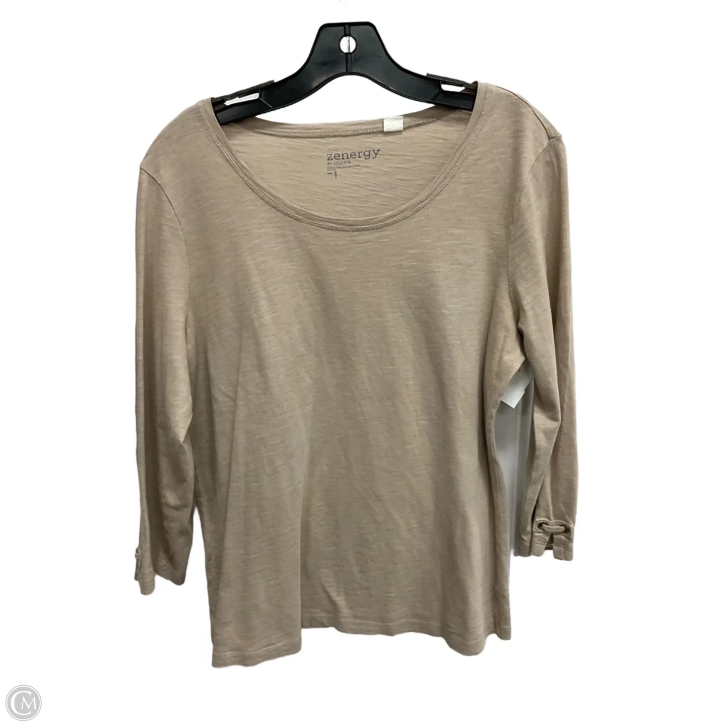 Top 3/4 Sleeve Basic By Chicos In Taupe, Size: M