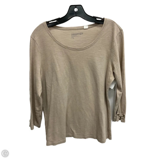 Top 3/4 Sleeve Basic By Chicos In Taupe, Size: M