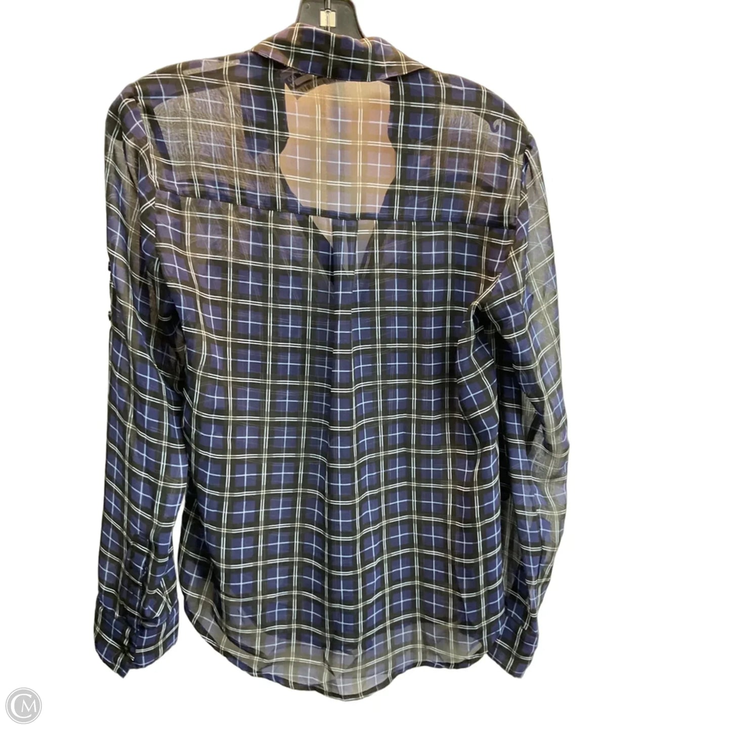 Blouse Long Sleeve By Express In Plaid Pattern, Size: Xs