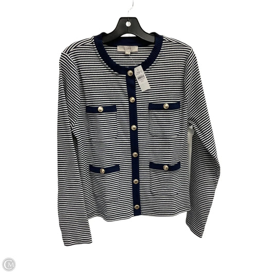 Cardigan By Loft In Striped Pattern, Size: Xxl
