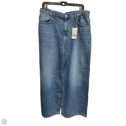 Jeans Wide Leg By Zara In Blue Denim, Size: 14