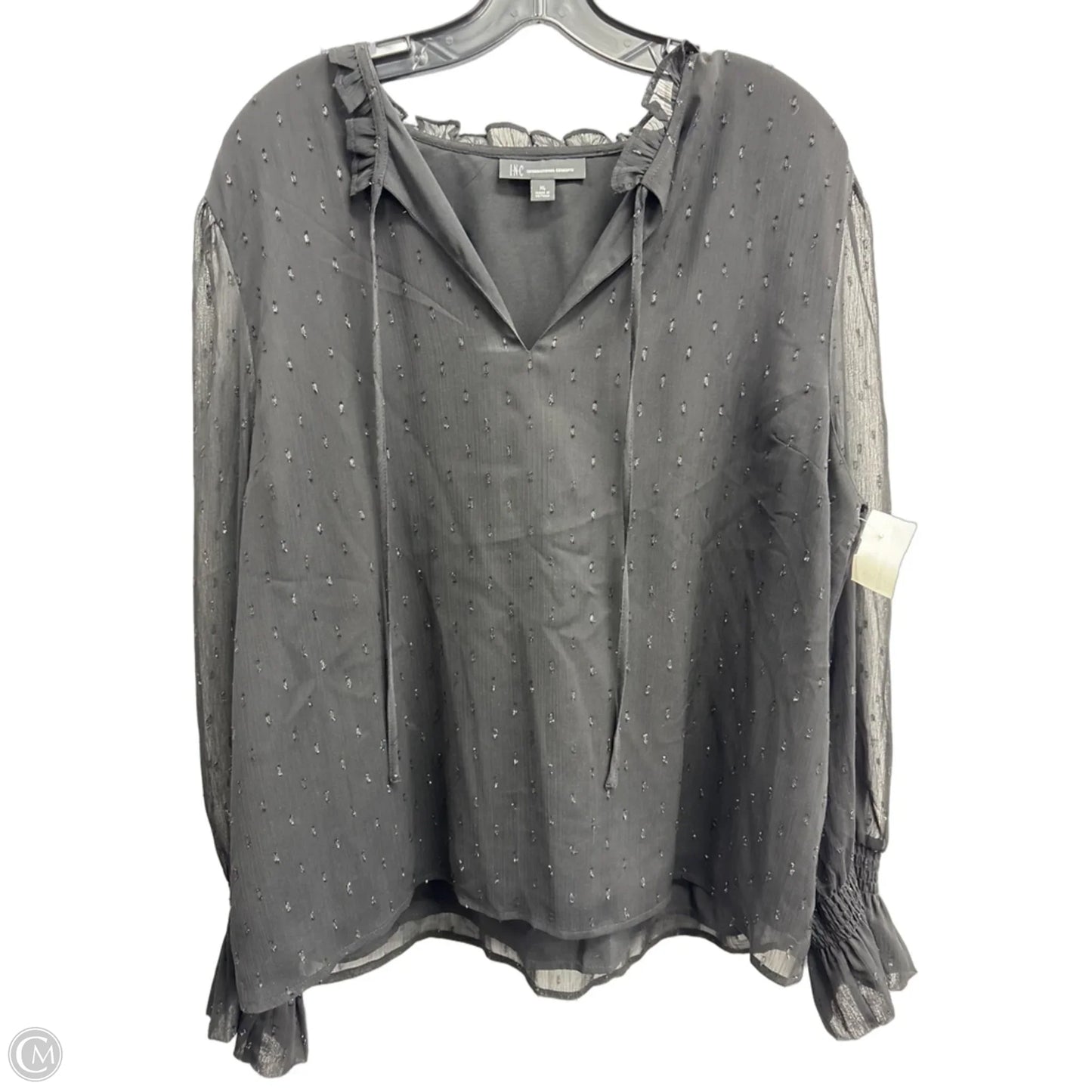 Blouse Long Sleeve By Inc In Black, Size: Xl