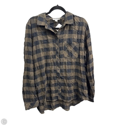 Top Long Sleeve By Beachlunchlounge In Plaid Pattern, Size: Xl