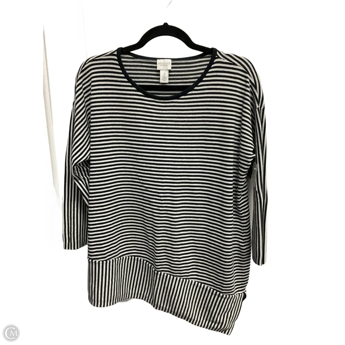 Sweater By Chicos In Striped Pattern, Size: L